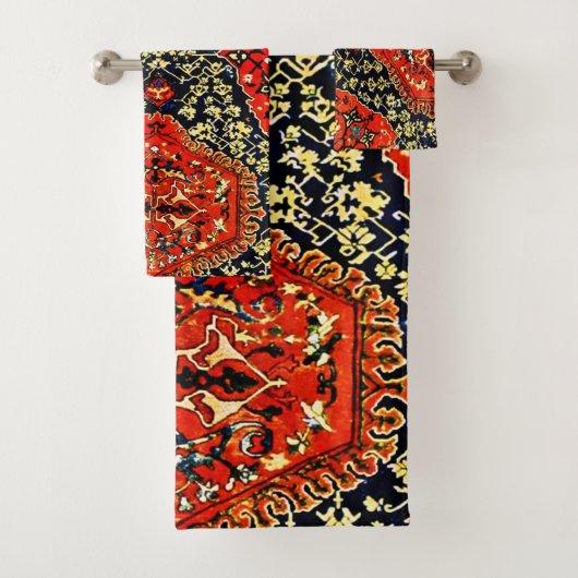 Orientalischer Teppich in Blau und Orange Badhandtuch Set (Insitu)