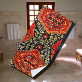 Orientalischer Teppich in Blau und Orange Badhandtuch Set