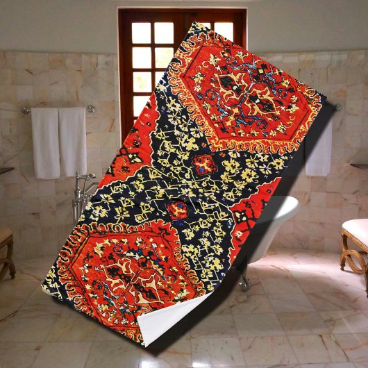 Orientalischer Teppich in Blau und Orange Badhandtuch Set