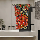 Orientalischer Teppich in Blau und Orange Badhandtuch Set