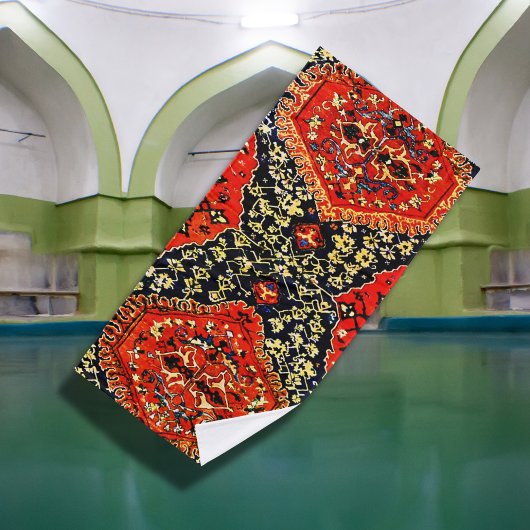 Orientalischer Teppich in Blau und Orange Badhandtuch Set