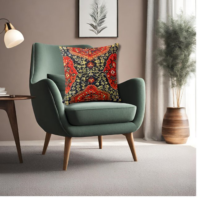 Orientalischer Teppich in Blau und Orange Kissen (Von Creator hochgeladen)