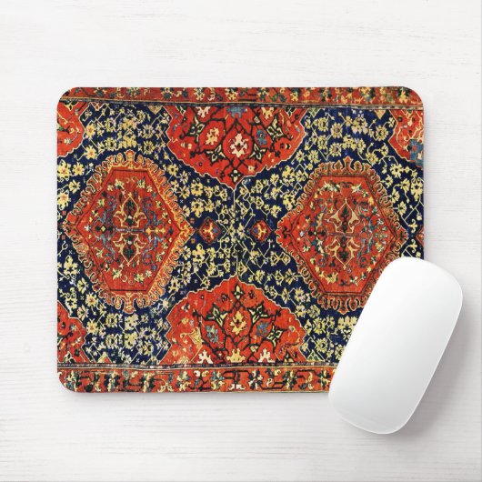 Orientalischer Teppich in Blau und Orange Mousepad (Mit Mouse)