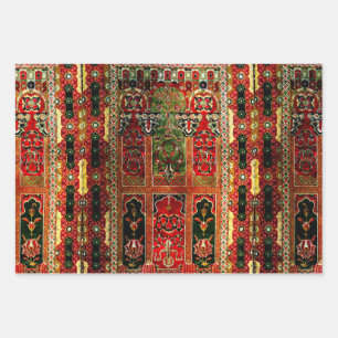 Orientalischer Teppich in Rot und Grün Geschenkpapier Set