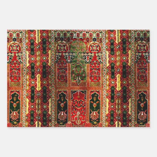 Orientalischer Teppich in Rot und Grün Geschenkpapier Set (Vorderseite)