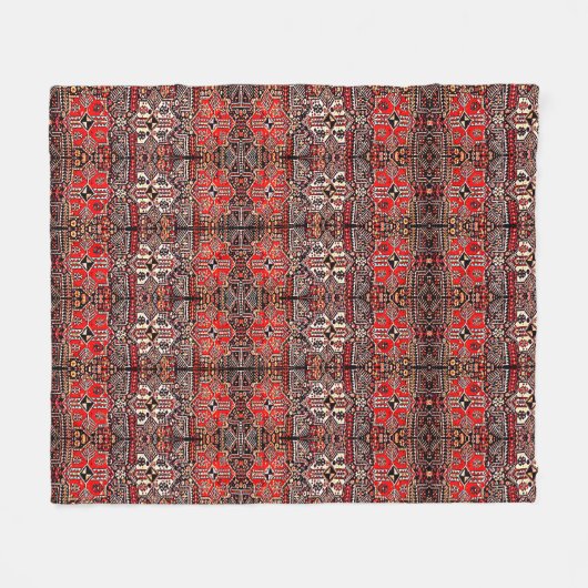 Orientalischer Teppich-Look - rot-schwarz Fleecedecke (Vorderseite (Horizontal))