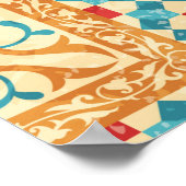 Orientalischer Teppich, verzierte Blumenmuster, St Poster (Ecke)