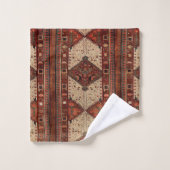 Orientalischer Teppichentwurf in der Orange und in Badhandtuch Set (Waschlappen)