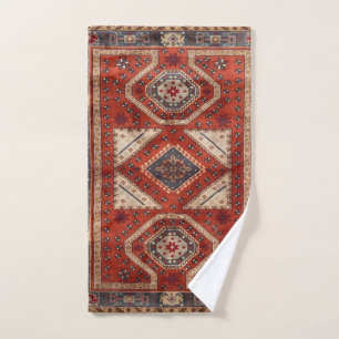 Orientalischer türkischer Perserteppich Rot Badhandtuch Set