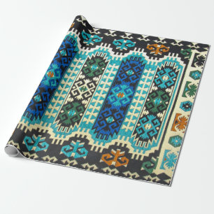 Orientalischer türkischer persischer Teppich Blau  Geschenkpapier