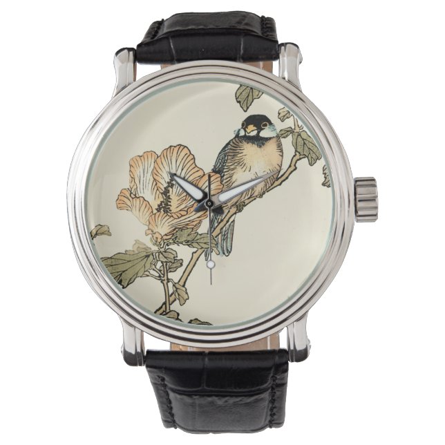 Orientalischer Vogel auf Zweig Armbanduhr (Vorderseite)