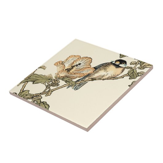 Orientalischer Vogel auf Zweig Fliese (Seite)