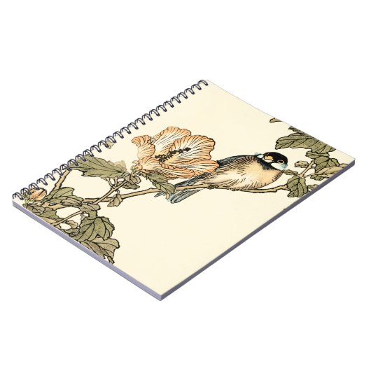 Orientalischer Vogel auf Zweig Notizblock (Linke Seite)