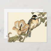 Orientalischer Vogel auf Zweig Postkarte (Vorne/Hinten)