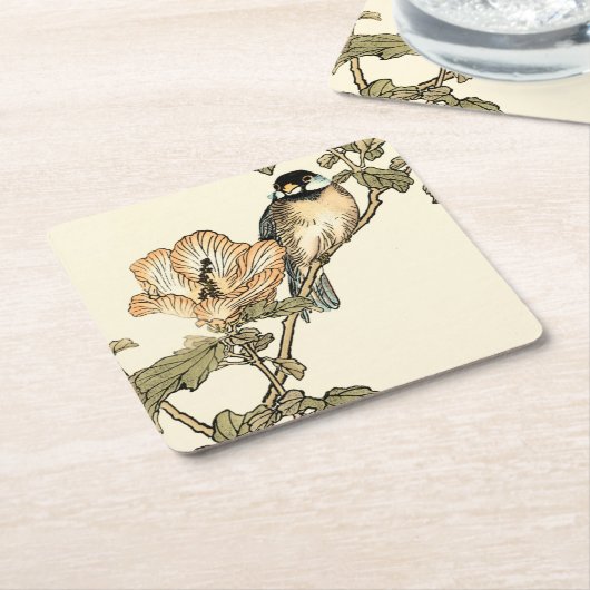 Orientalischer Vogel auf Zweig Rechteckiger Pappuntersetzer (angewinkelt)