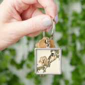 Orientalischer Vogel auf Zweig Schlüsselanhänger (Hand)