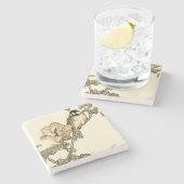 Orientalischer Vogel auf Zweig Steinuntersetzer (Seitenansicht)