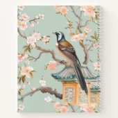 Orientalischer Vogel und Fruchtblüten SpiralNotebo Notizblock (Rückseite)