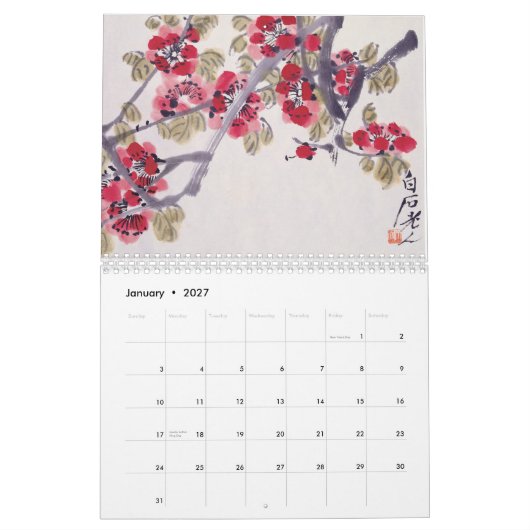 Orientalischer Vorlagenkunst-Pflanzen-Kalender Kalender (Jan 2027)