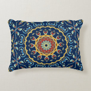 Orientalischer Wasserfarben-Blumen-Mandala-Teppich Dekokissen