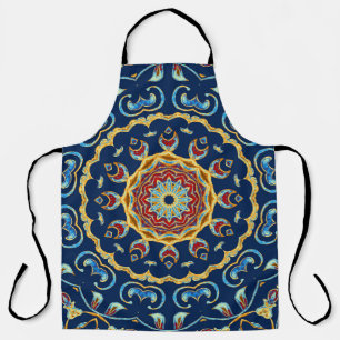 Orientalischer Wasserfarben-Blumen-Mandala-Teppich Schürze