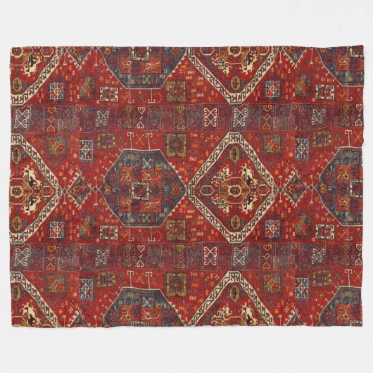 Orientalischer Wolldeckeentwurf in dunkelrotem no5 Fleecedecke (Vorderseite (Horizontal))