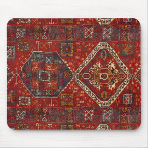 Orientalischer Wolldeckeentwurf in dunkelrotem no5 Mousepad
