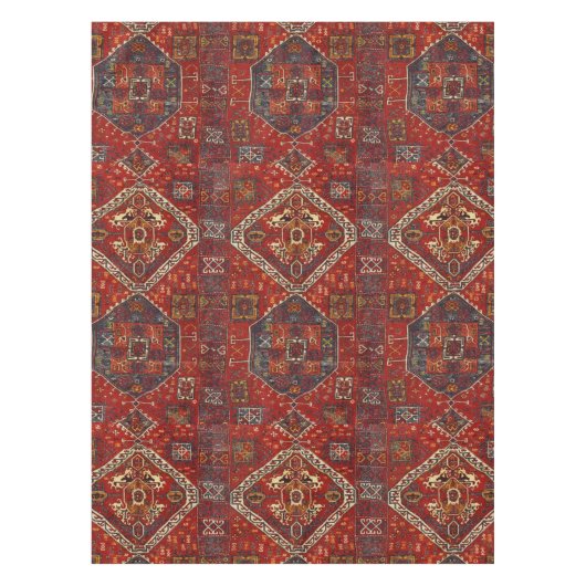 Orientalischer Wolldeckeentwurf in dunkelrotem und Tischdecke (Vorderseite)