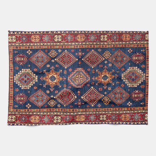 Orientalisches Antikes Türkis Teppichmuster Geschirrtuch (Horizontal)