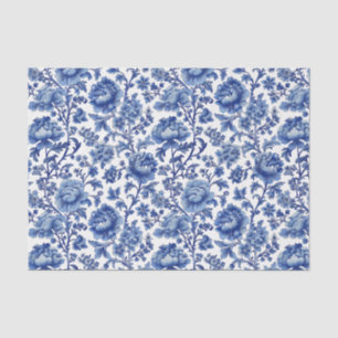 Orientalisches blaues Blumenmuster mit weißem Hint Seidenpapier