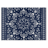 Orientalisches Damast-Blau und Weiß Schneidebrett (Vorderseite)