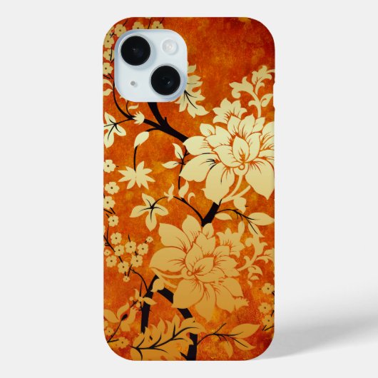 Orientalisches Design in Orange, Gold und Schwarz Case-Mate iPhone Hülle (Rückseite)