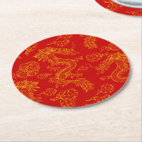 Orientalisches Drachenmuster Gold und Rot