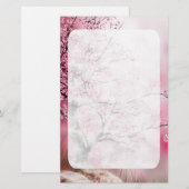 Orientalisches Fantasie-Kirschblüten-Briefpapier Briefpapier (Vorne/Hinten)