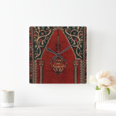 Orientalisches Gebetsmuster Rug - Moschee Quadratische Wanduhr (Zuhause)