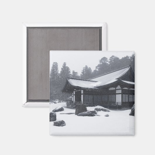 Orientalisches Haus in Wäldern mit Schnee Magnet (Vorderseite/Rückseite)