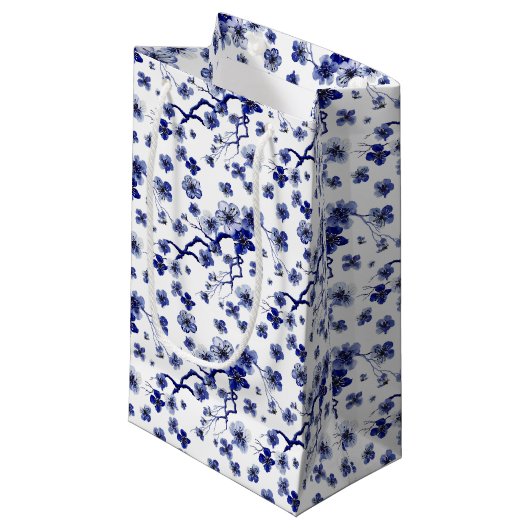 Orientalisches Kirschblüte-Niederlassungs-Muster Kleine Geschenktüte (Vorderseite Schrägansicht)