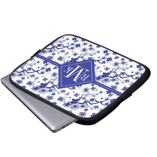 Orientalisches Kirschblüte Niederlassungs-Muster Laptopschutzhülle (Vorne Knopf)