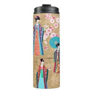 Orientalisches Mädchen im Retro-Kostümjapanisch, c Thermosbecher