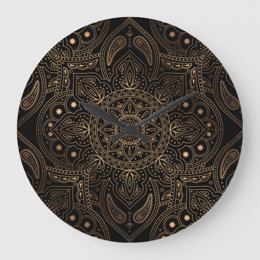 Orientalisches Mandala, Luxus-Vintage-Muster. Große Wanduhr (Vorderseite)