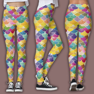 Orientalisches Mosaikmuster   Regenbogen Seigaiha Leggings