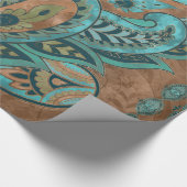 Orientalisches Paisley-Muster-Aquarell und Gold Geschenkpapier (Ecke)