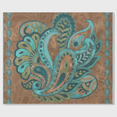 Orientalisches Paisley-Muster-Aquarell und Gold Geschenkpapier (Flach)