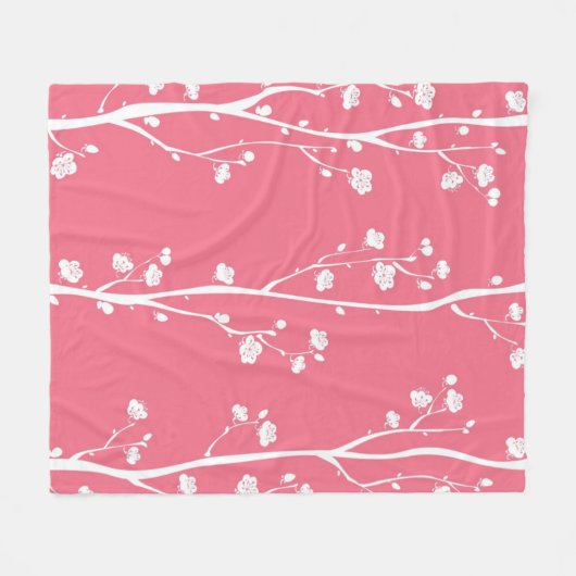 Orientalisches Pflaumenblütenmuster Fleecedecke (Vorderseite (Horizontal))