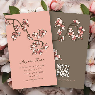 Orientalisches Rosa Pfirsichblüten Elegantes Chic Visitenkarte