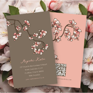 Orientalisches Rosa Pfirsichblüten Elegantes Chic Visitenkarte