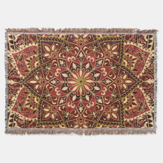 Orientalisches Rot: Vintager Blumenteppich Decke (Vorderseite)