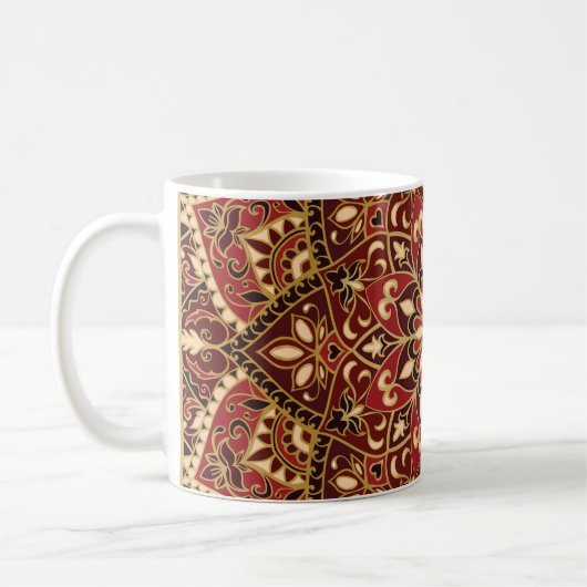 Orientalisches Rot: Vintager Blumenteppich Kaffeetasse (Links)