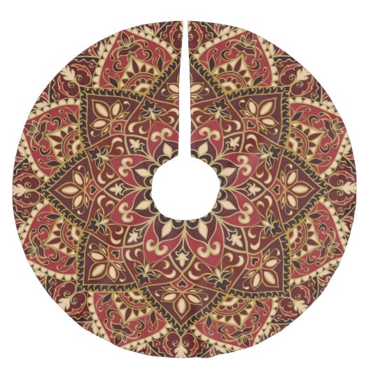 Orientalisches Rot: Vintager Blumenteppich Polyester Weihnachtsbaumdecke (Vorderseite)