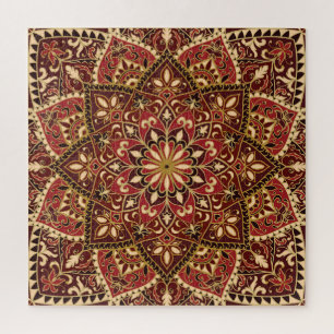 Orientalisches Rot: Vintager Blumenteppich Puzzle